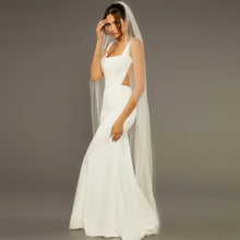 Load image into Gallery viewer, Elegant Fingertip Length Bridal Veil with Pearls and Crystals - Tulle Perfection