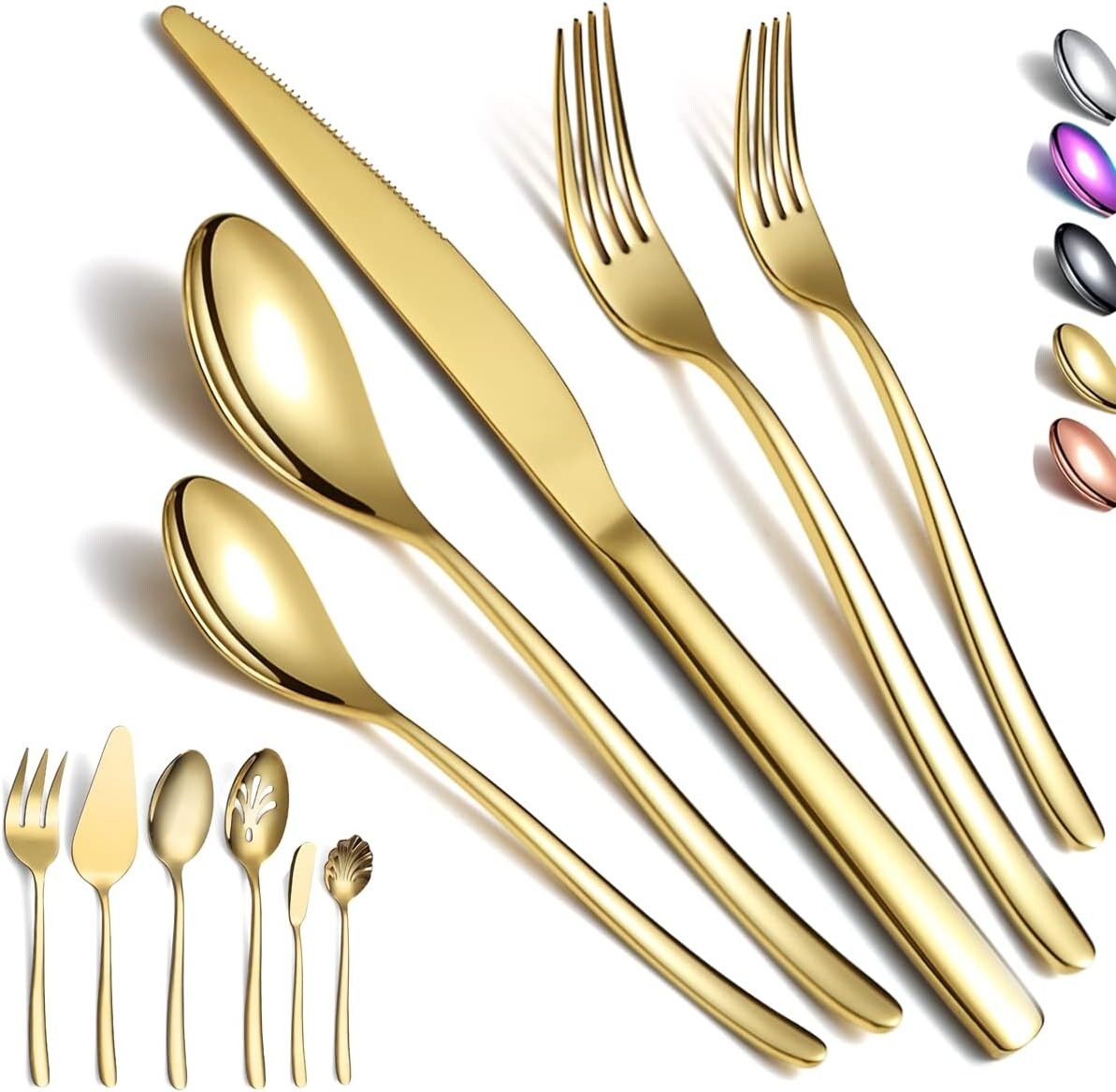 Elegant 46-Piece Gold Dining Set - High-Quality Stainless Steel & Ideal Gift