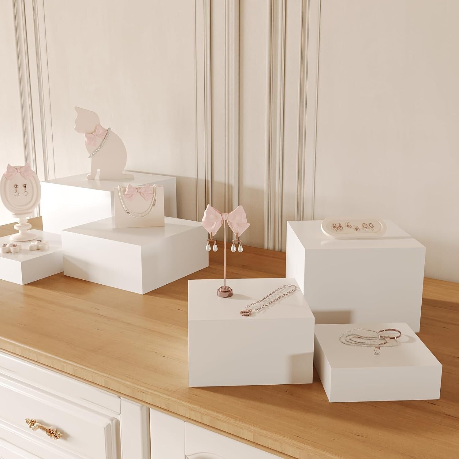 Elegant 3-Piece Buffet Risers Set - Glossy Acrylic Stands for Food & Displays