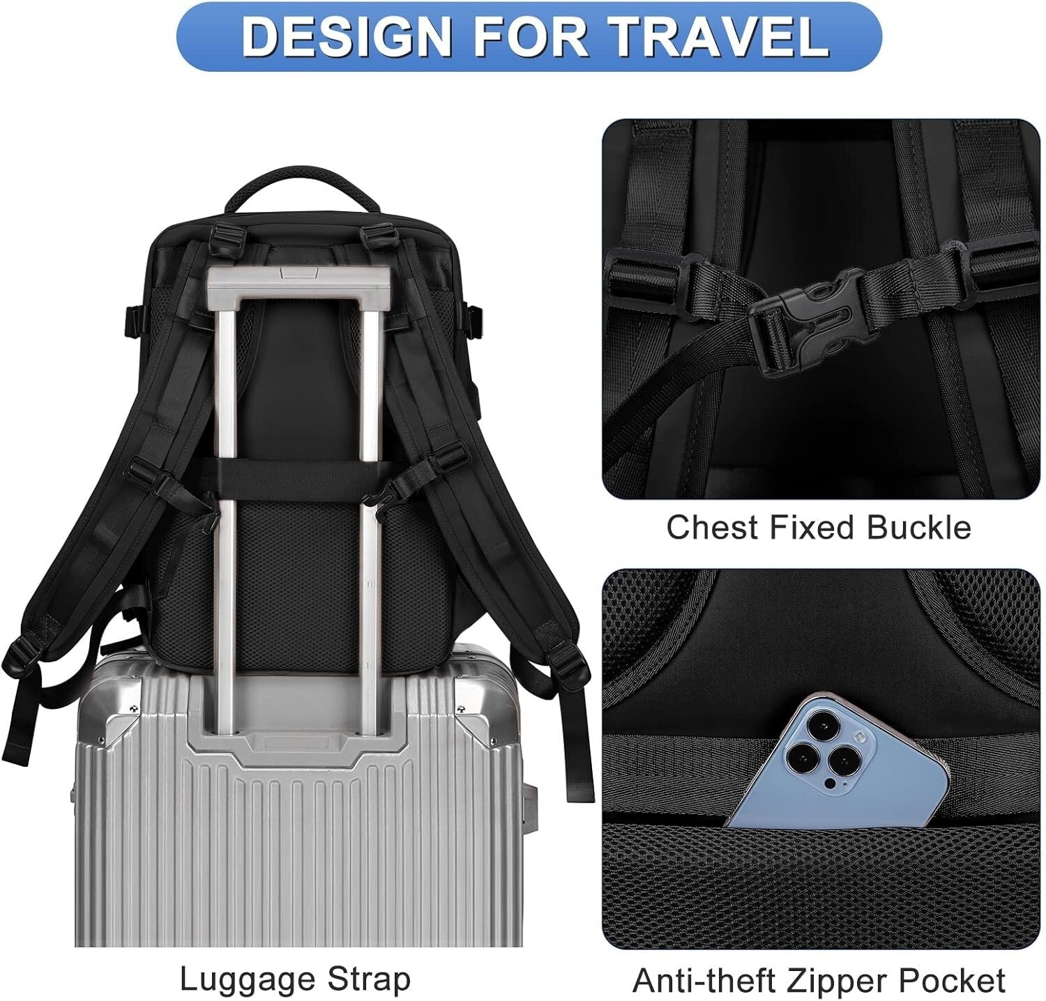 Comfortable Large Travel Backpack with Shoe Compartment - Ideal for Adventures