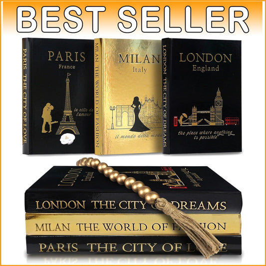Stylish Decorative Book Set of 3 with Gold Accents - Perfect for Gift Giving