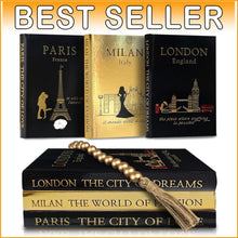 Load image into Gallery viewer, Stylish Decorative Book Set of 3 with Gold Accents - Perfect for Gift Giving