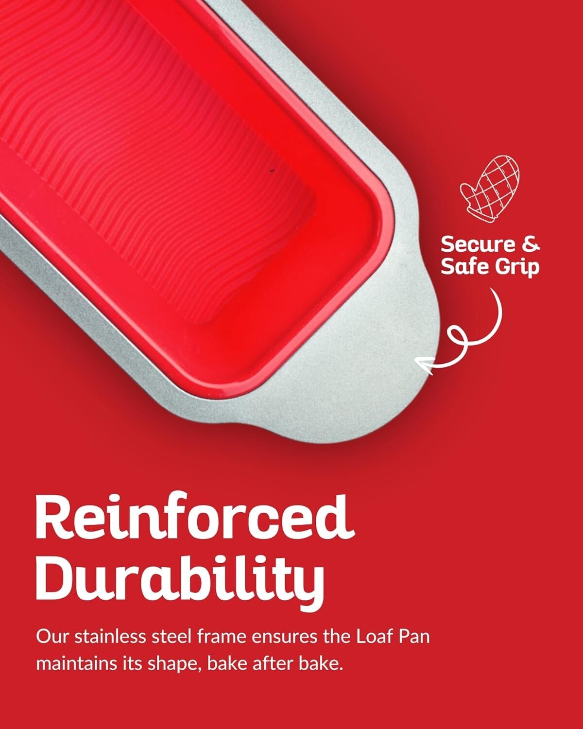 9x5 Premium Silicone Bread Loaf Pan - Dishwasher Safe with Heavy-Duty Design