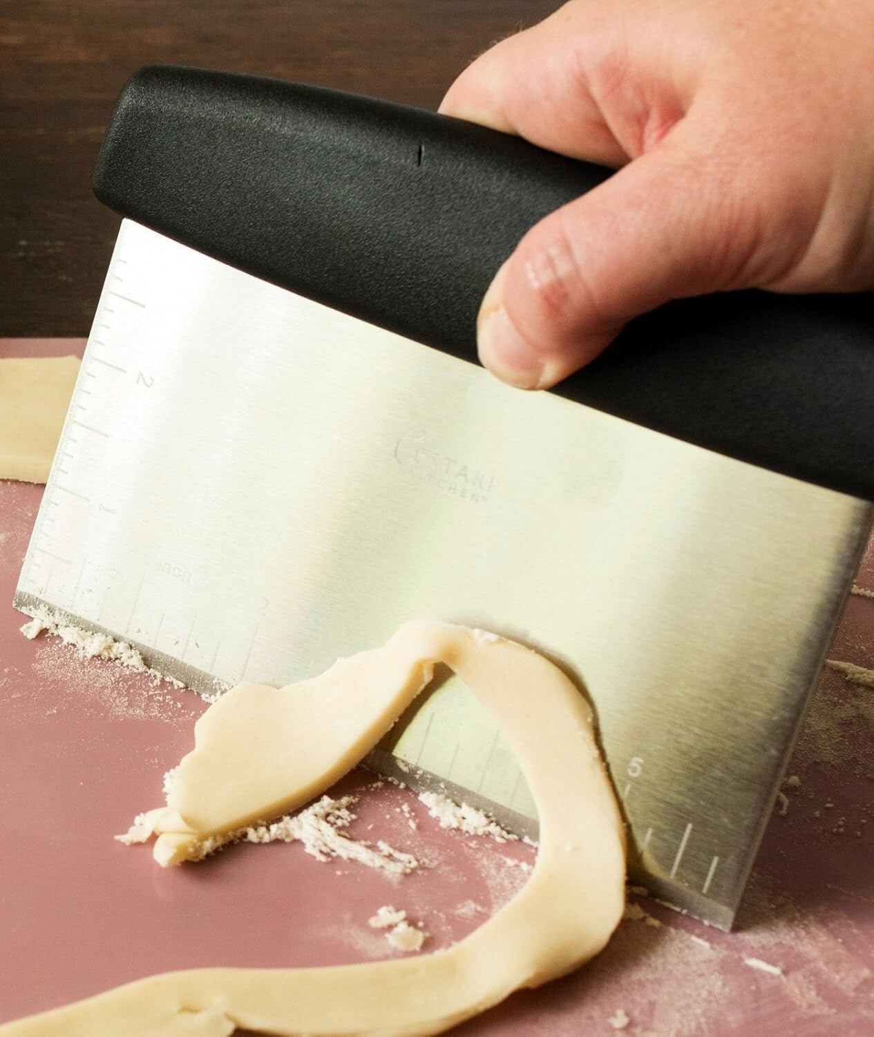 6-Inch Beveled Dough Scraper with Measurement Markings for Perfect Portions