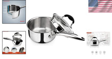 Load image into Gallery viewer, Premium Tri-Ply Stainless Steel Saucepan with Strainer Lid and Ergonomic Handle