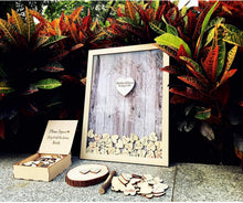 Load image into Gallery viewer, Unique Wooden Guest Book with Hearts &amp; Stand - Perfect for Weddings &amp; Parties
