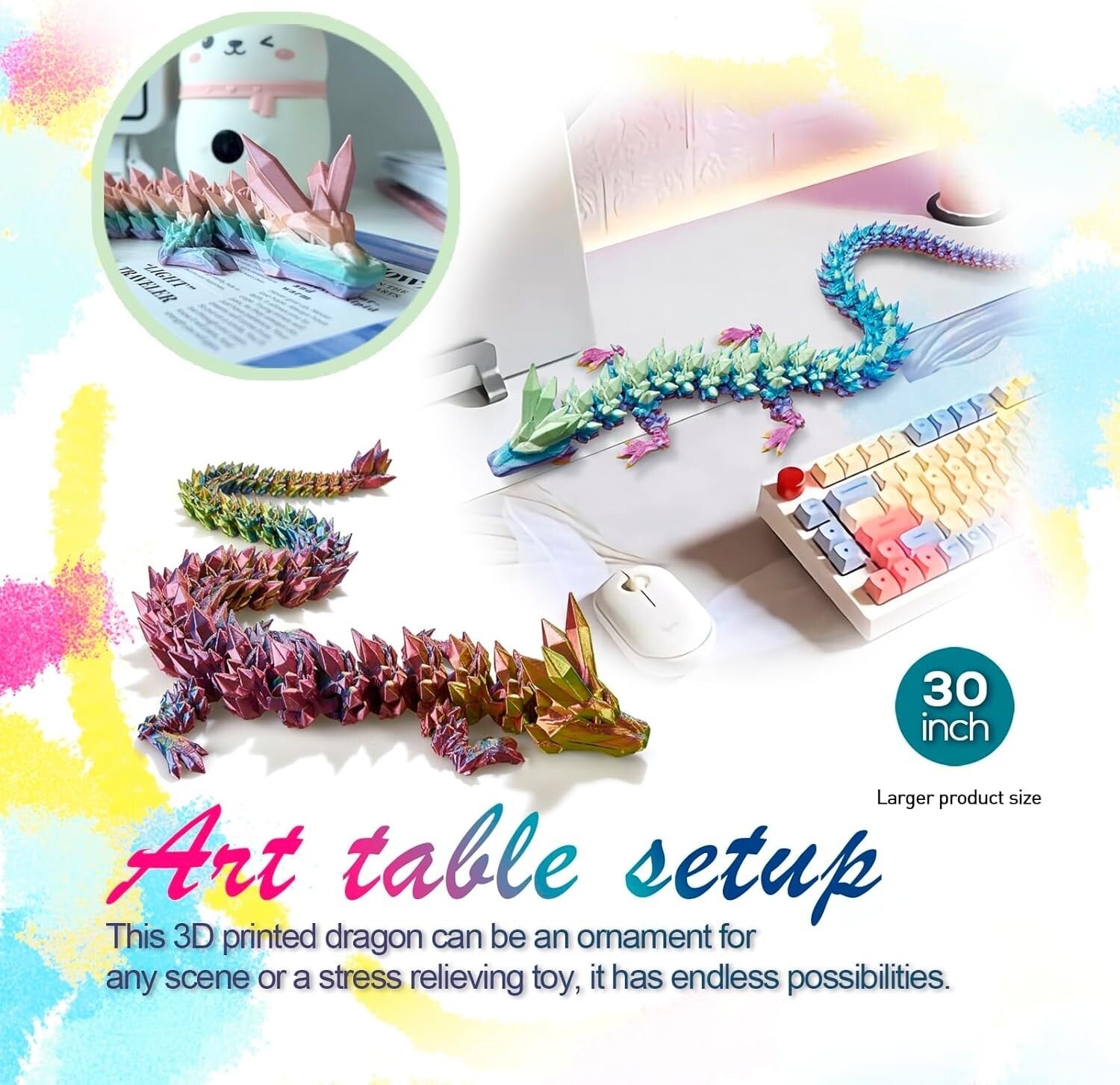 30'' Articulated 3D Dragon Sculpture - Stunning Home Decoration & Gift