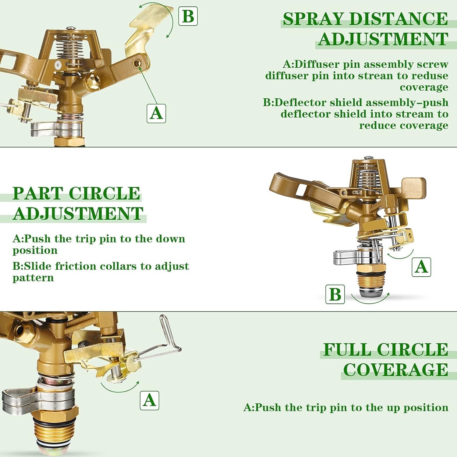 Impulse Sprinkler Heads Set - 24 Durable Brass Units for Easy Garden Watering