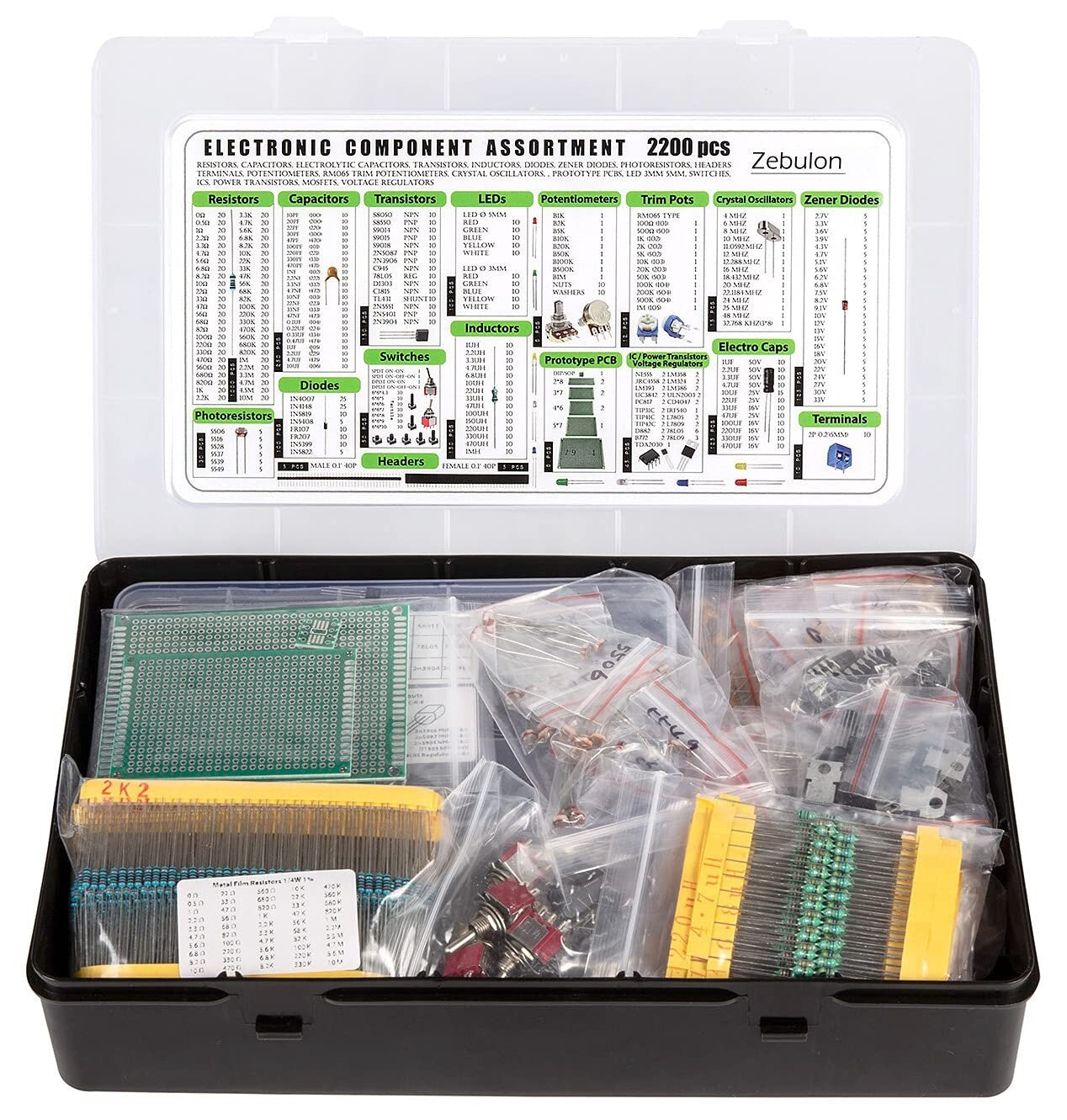 2200 pcs Electronic Components Kit: All-in-One Assortment for DIY Projects