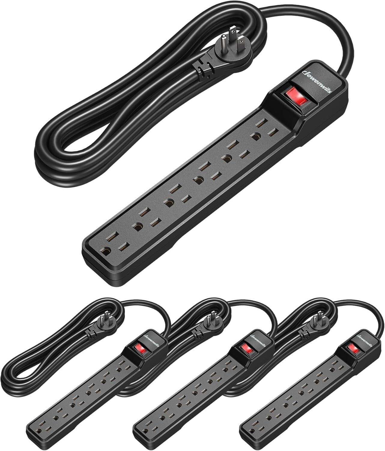 15FT Power Strip with 6 Outlets and Circuit Breaker - UL Listed Safety Features
