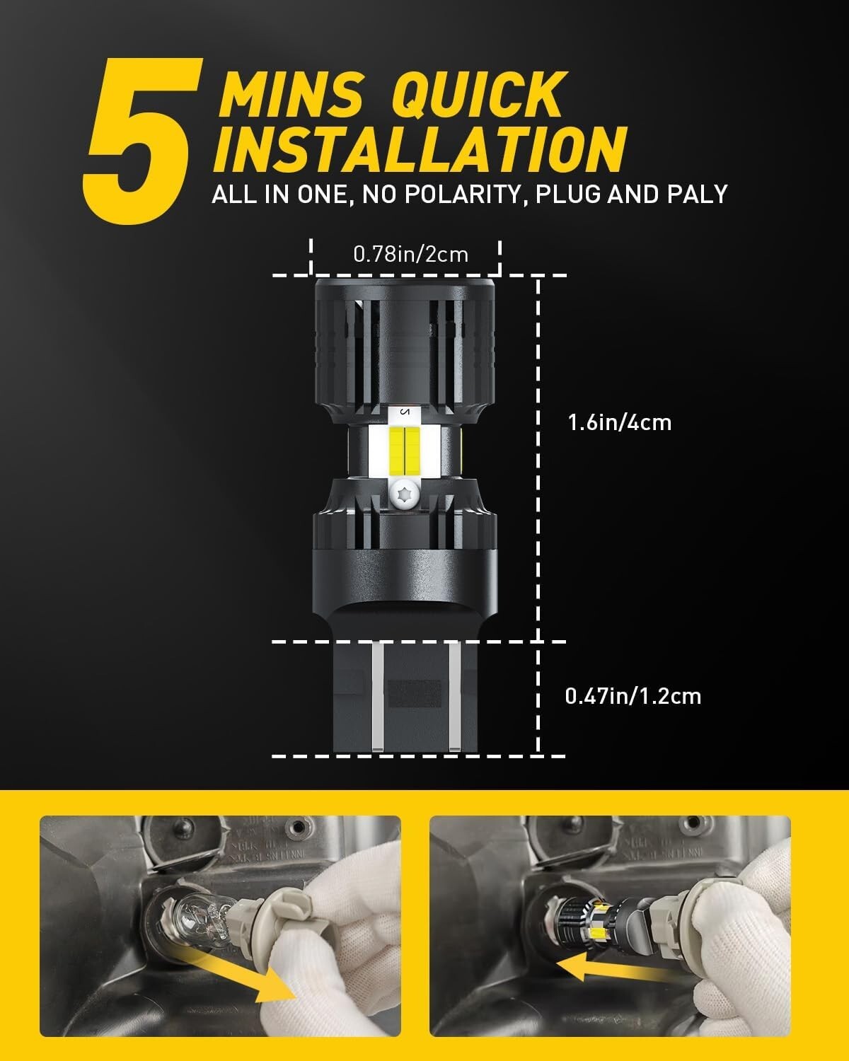 Ultra Bright 7440 LED White Bulbs - Ideal for Reverse, Signal & Parking Lights