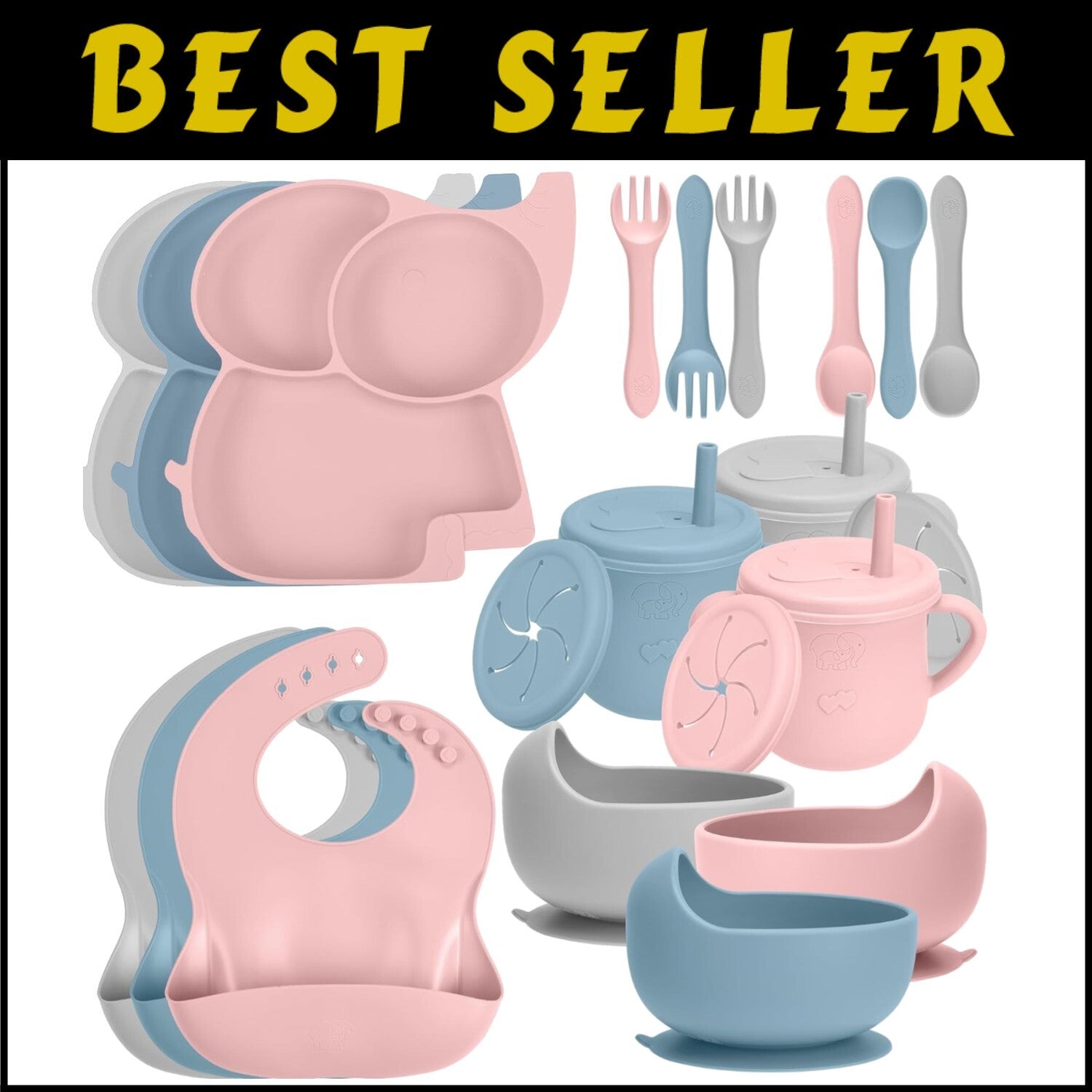 Durable Silicone Baby Feeding Set - Sippy Cups & Utensils for Independent Eaters