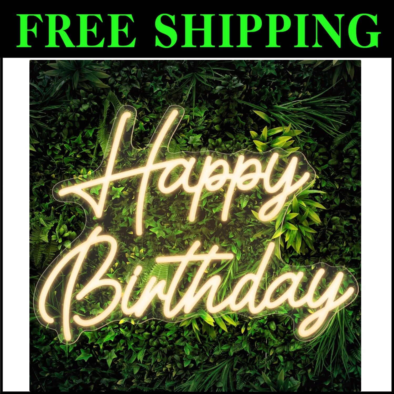 Sturdy and Lightweight Neon Happy Birthday Sign 16.5"x12.2" - Joyful Decor
