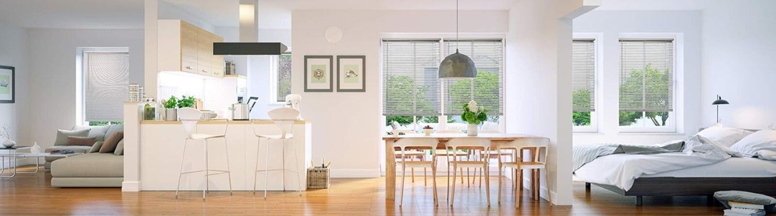 Durable Gray Cordless Mini Blinds, 72"W x 64"H - Ultimate Light Control