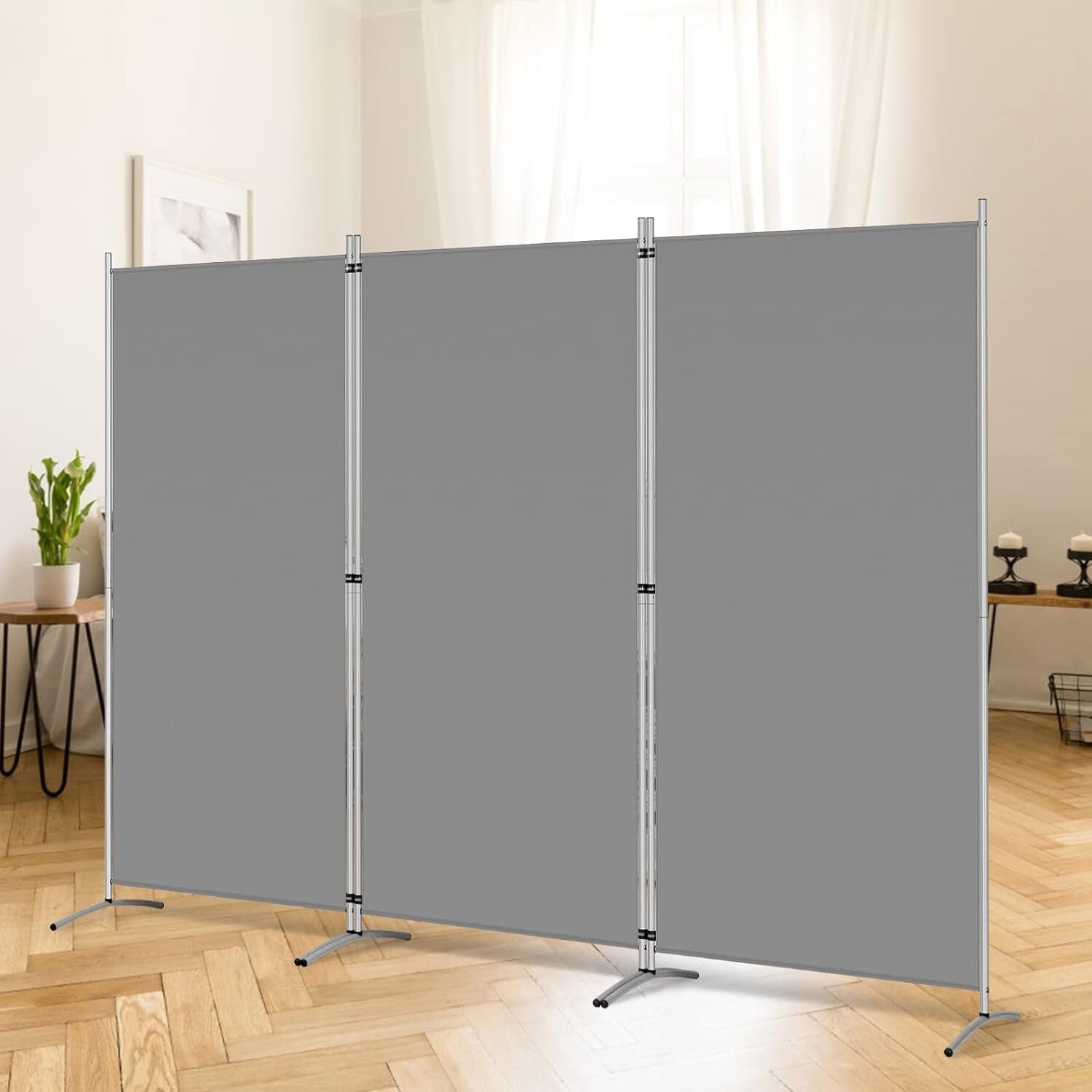 Durable Freestanding Room Divider - 102''W x 71''H Adjustable Privacy Screen