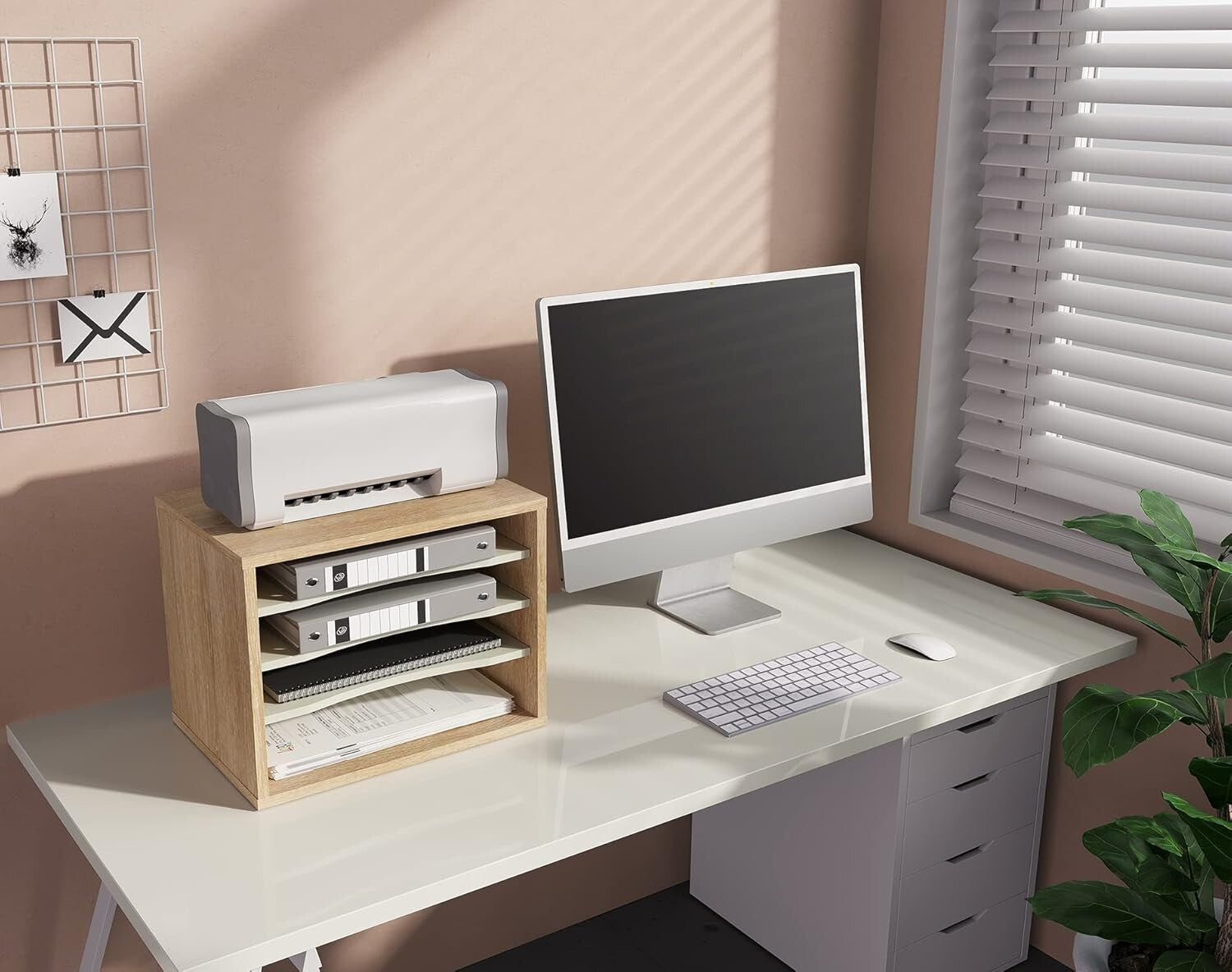 Versatile Wooden 4-Tier Desktop Paper Sorter – Easy Assembly for Office Spaces
