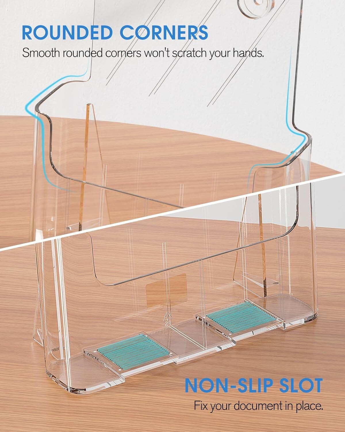 Multipurpose Clear Acrylic Flyer Holder 8.5 x 11 - Lightweight & Durable 4 Pack