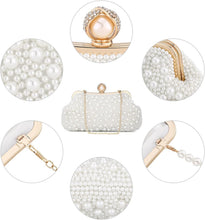 Load image into Gallery viewer, Handmade Pearl Evening Clutch with Detachable Straps - Elegant Wedding Accessory