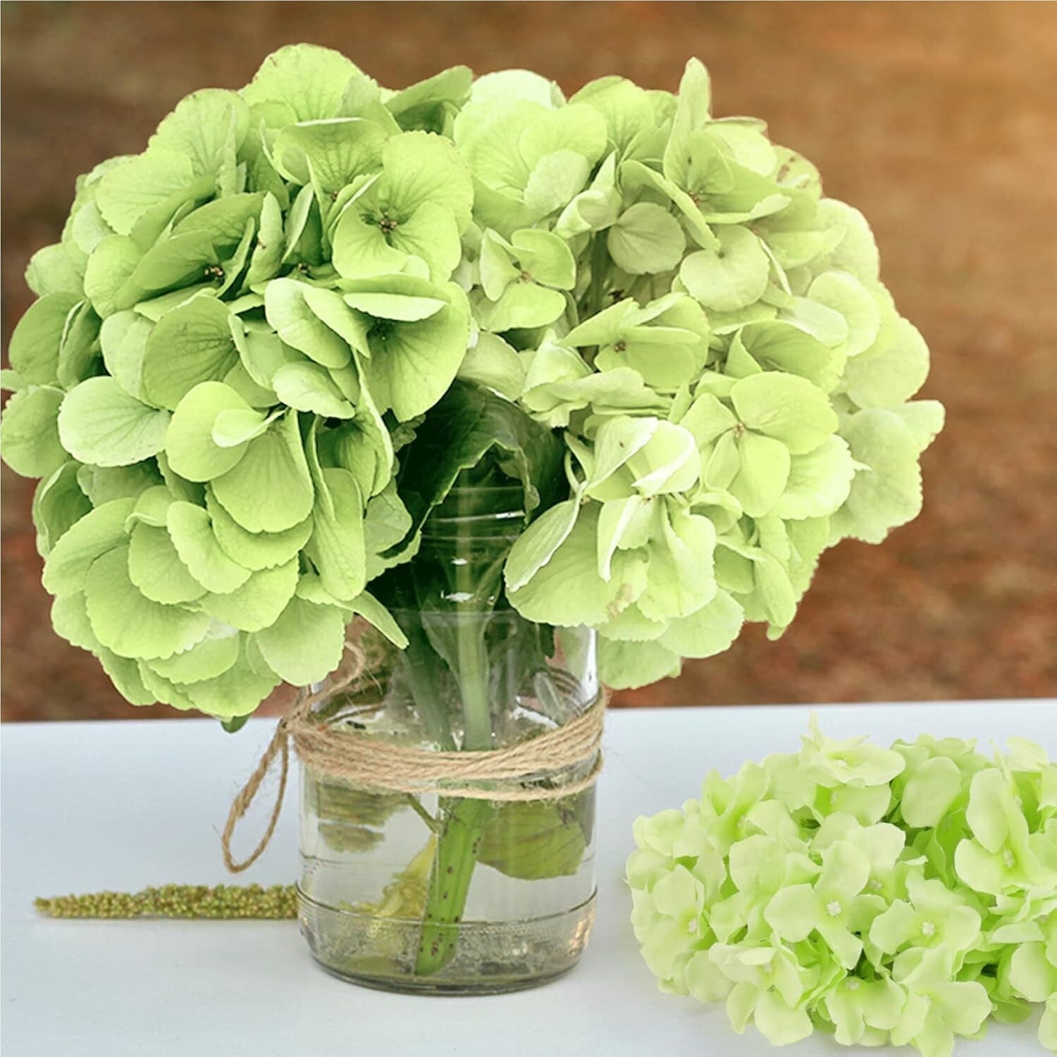 64 PCS Artificial Light Green Hydrangeas for Elegant Wedding Centerpieces