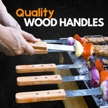 Load image into Gallery viewer, Extra Large 23" Reusable Stainless Steel Skewers for No Spin Grilling – Set of 8