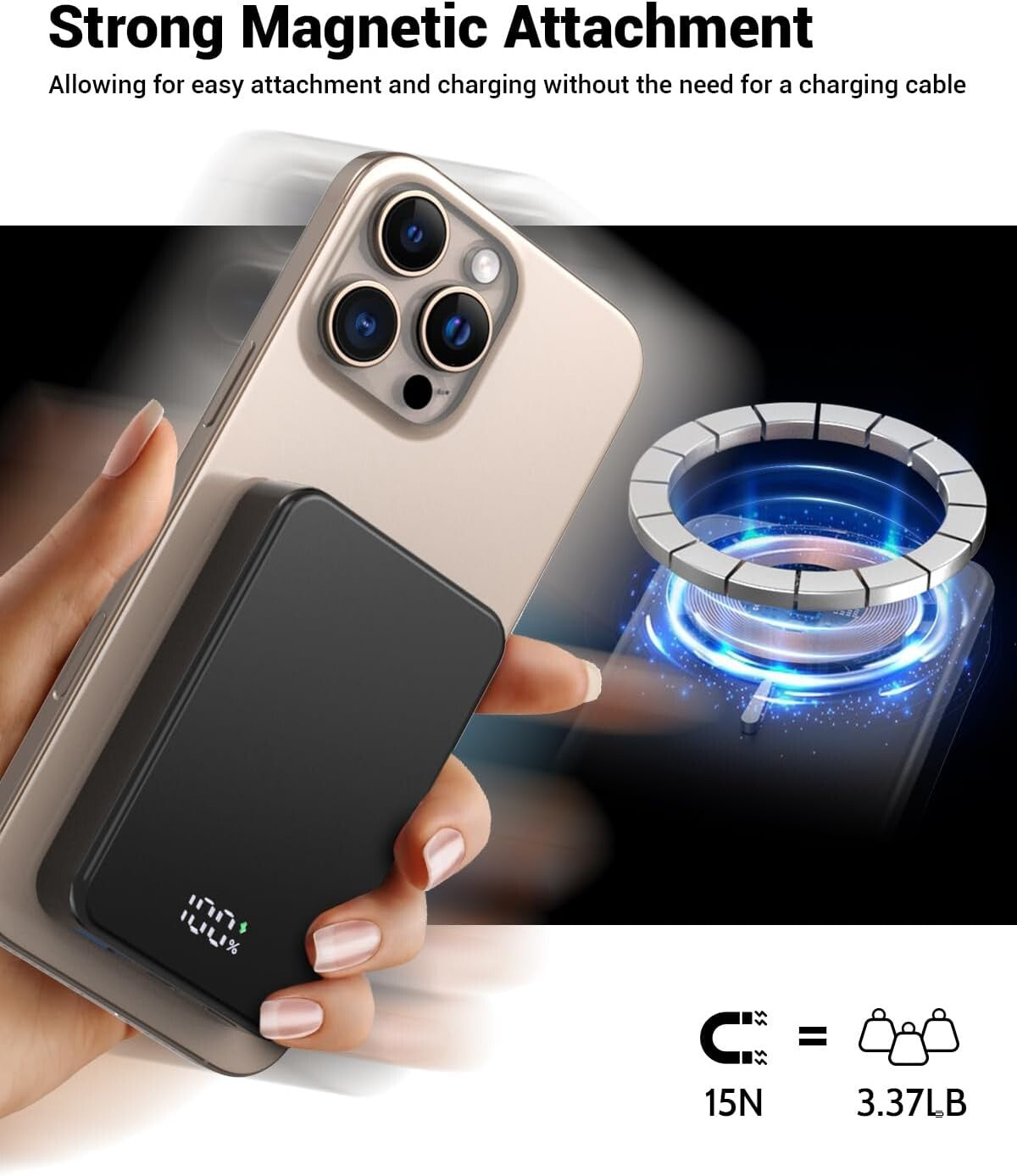 Stylish Aluminum Magnetic Charger: 26800mAh Wireless Bank for iPhone 12/13/14