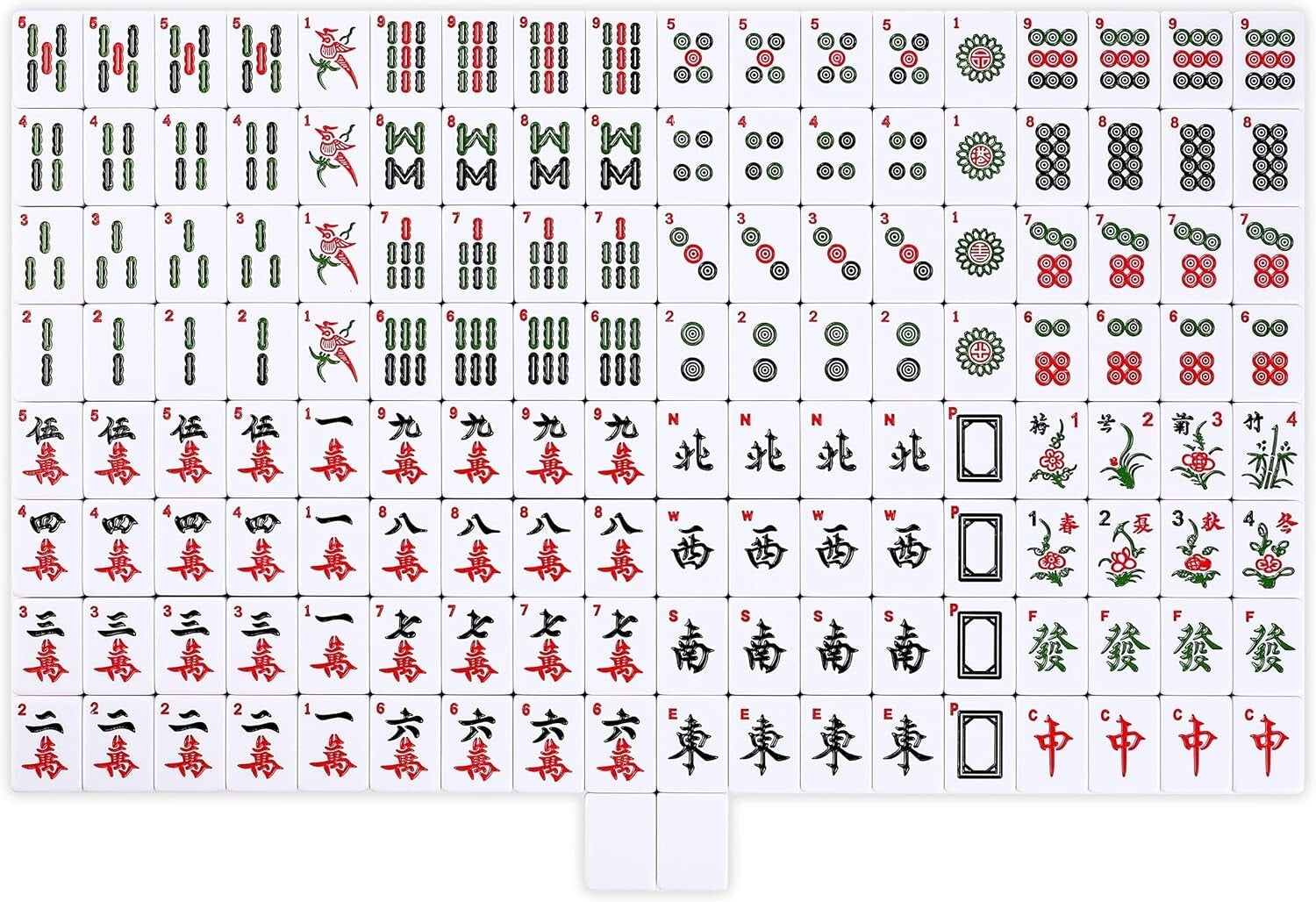 Compact Travel Mahjong Set - 146 Large Tiles & Brown Carrying Case Included