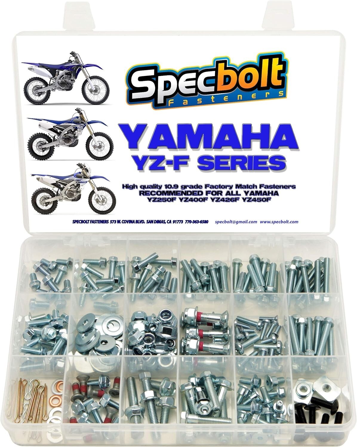 Comprehensive 250-Piece Fastener Set for Yamaha YZF 250, 400, 450 - Zinc Plated