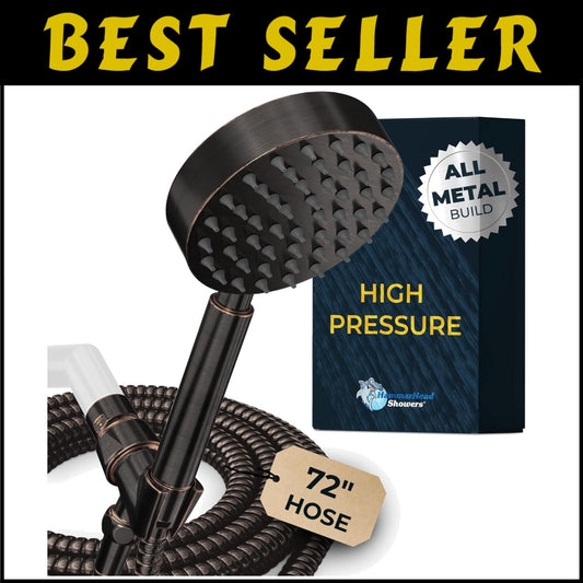 Durable Oil Rubbed Bronze Handheld Shower Head - 72in Hose & Adjustable Bracket
