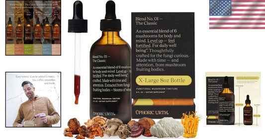 High Potency 240 Servings Mushroom Tincture - Natural Energy & Immunity Boost