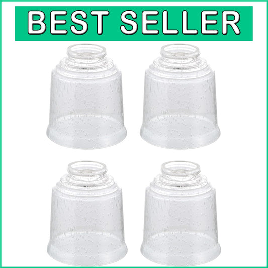 Elegant Pack of 4 Bell-Shaped Seeded Glass Shades for Ceiling Fans & Lamps