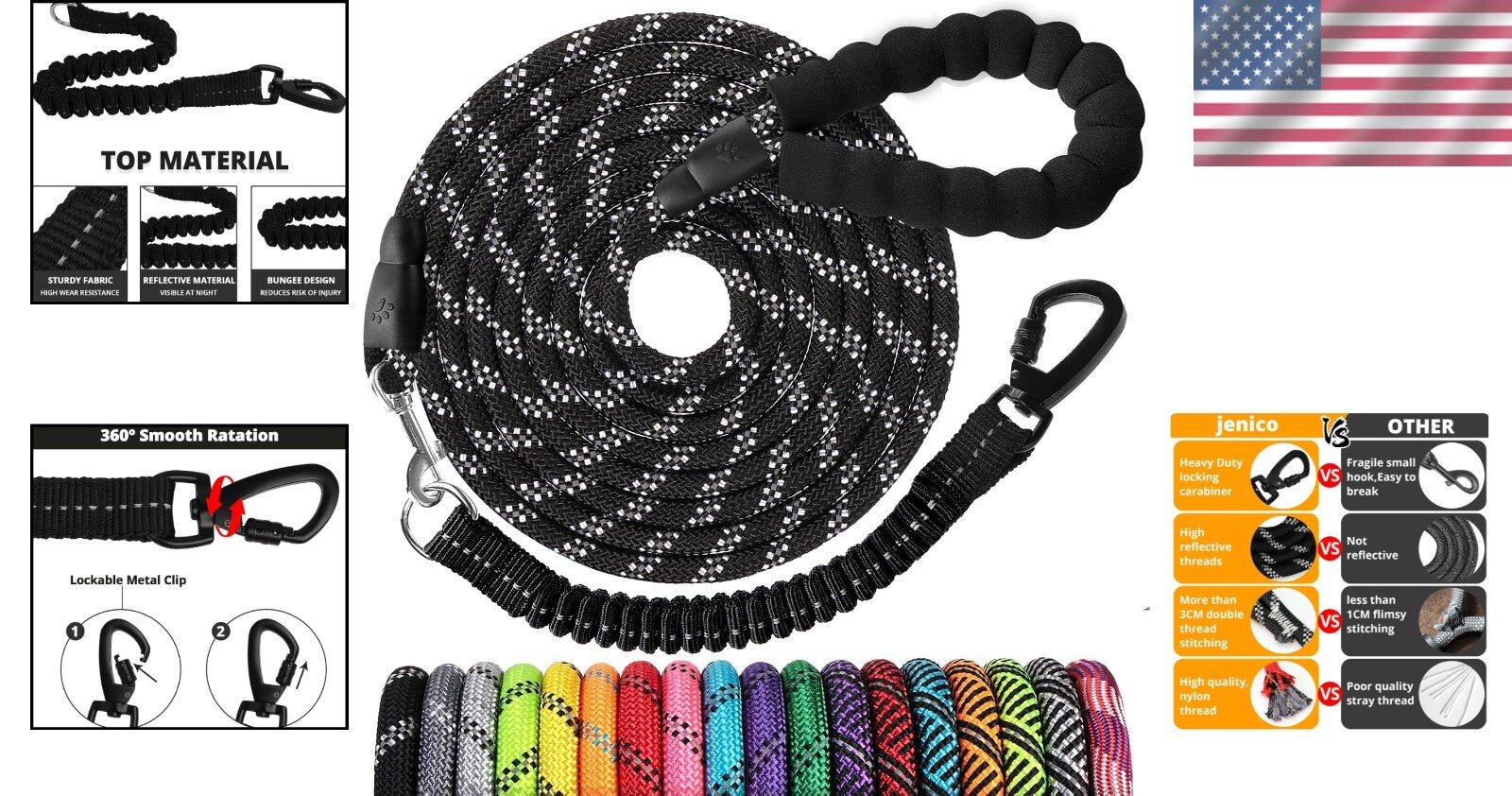 Ultra-Durable 150 FT Dog Lead with Padded Handle - Perfect for Training & Hiking