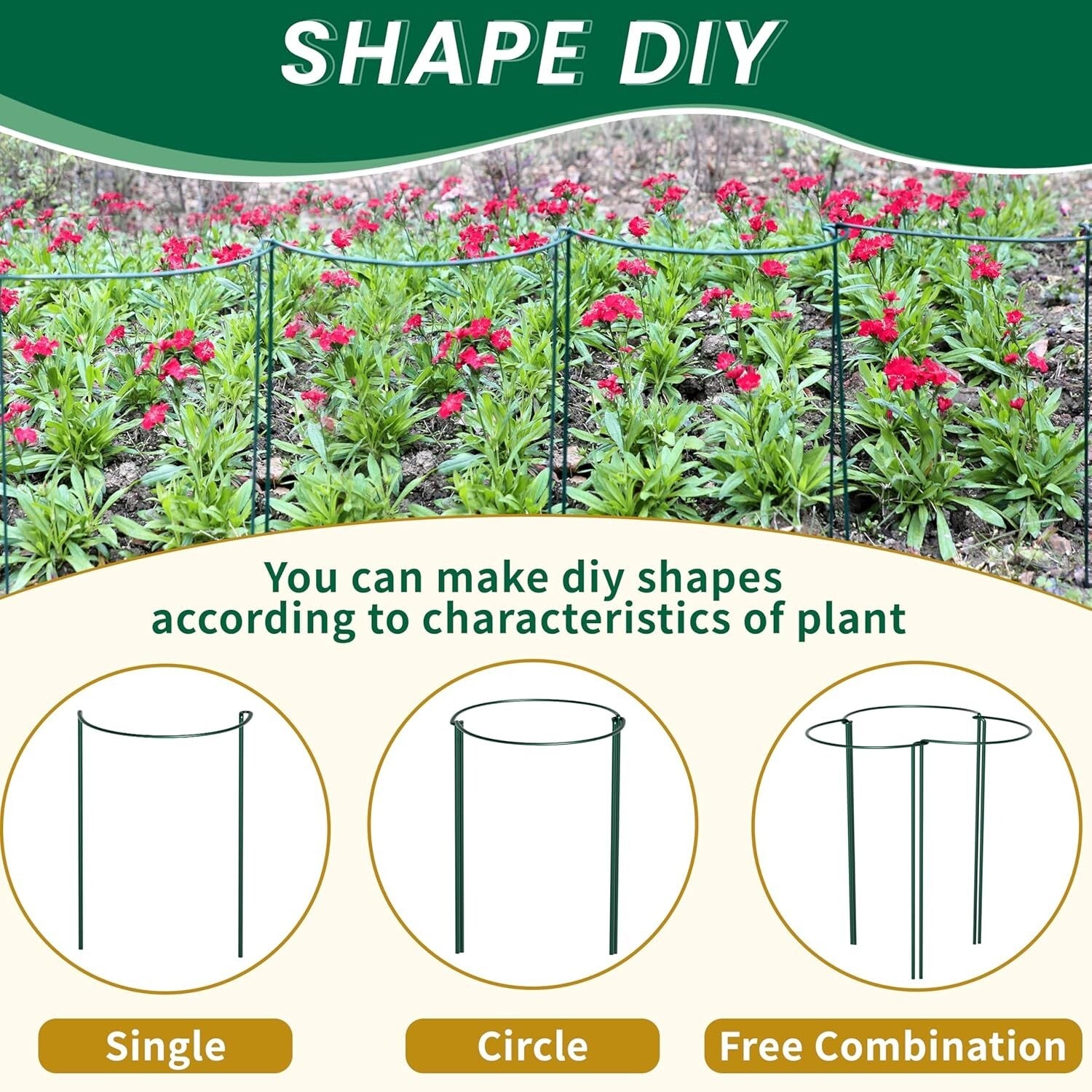 Elegant 20 Pack Plant Support Stakes - 10" Wide x 16" High for Garden Aesthetics