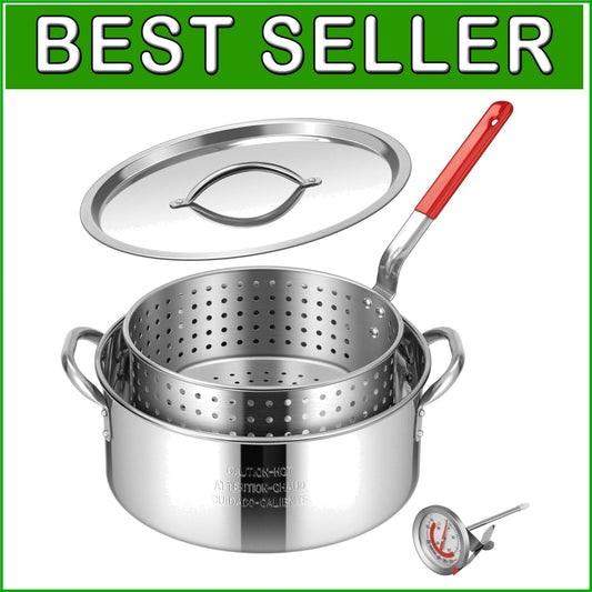 Versatile 10Qt Stainless Steel Deep Fryer - Ideal for Chicken, Seafood & Fries