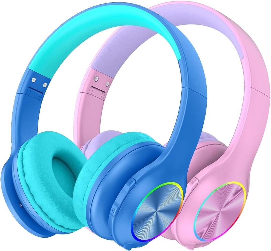 Foldable Over-Ear Headphones for Kids with LED and Dual Mode for Versatile Use