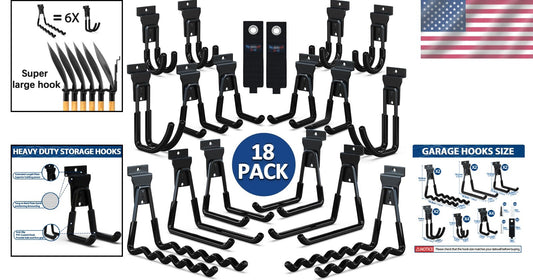 18-Piece Heavy-Duty Slatwall Hook Set - Multi-Sized Space Savers in Black
