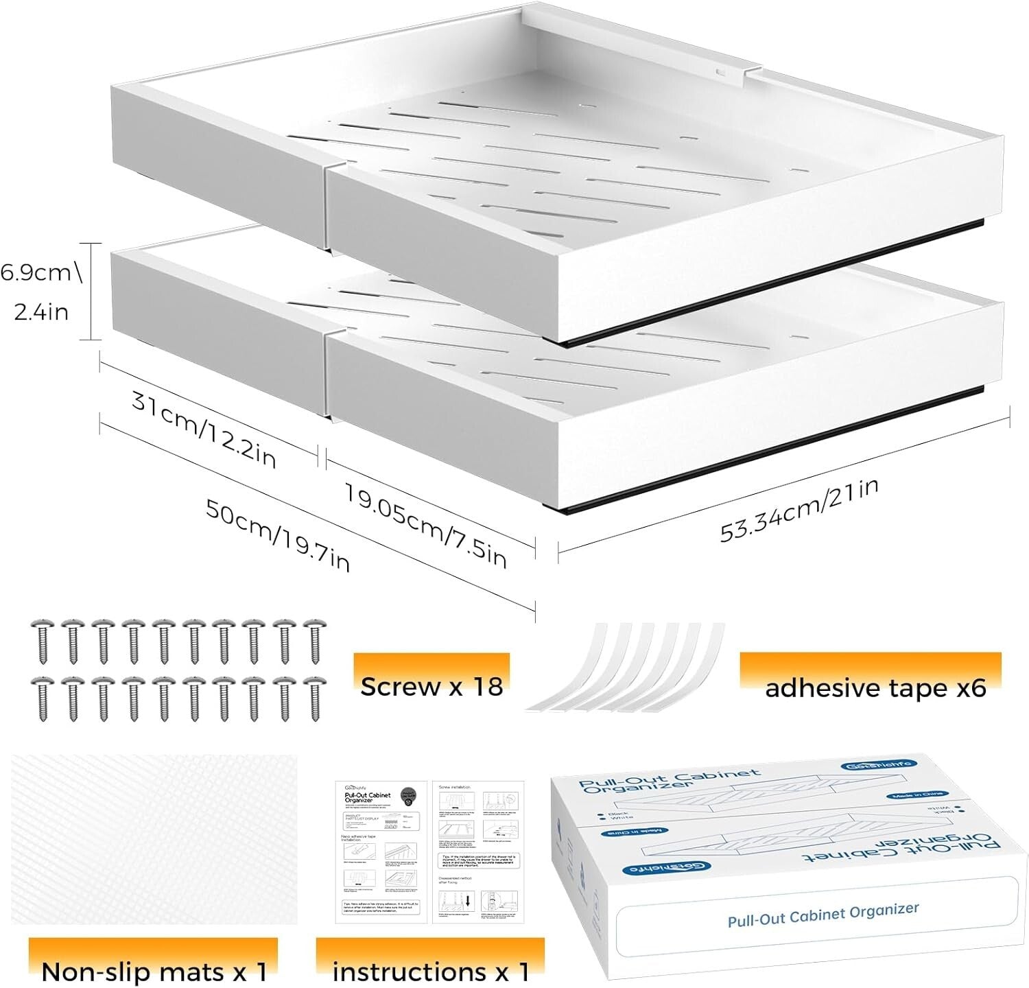 Expandable 2PCS Heavy-Duty Pull Out Drawer Organizers for Versatile Kitchens