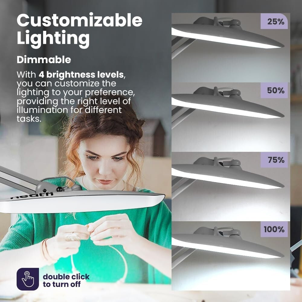 Flicker-Free 2,200 Lumens Adjustable Desk Lamp - Perfect for Hobbies & Crafts