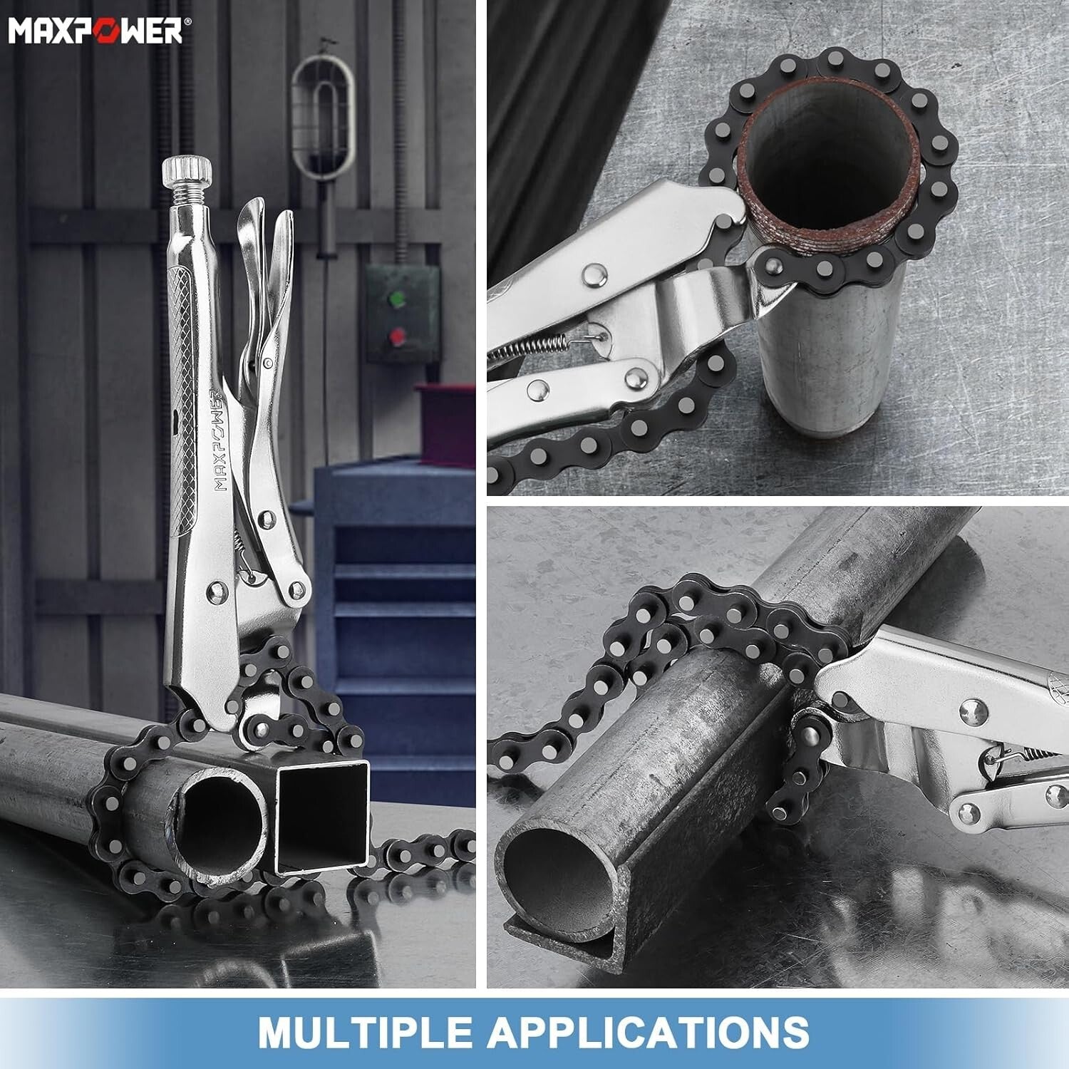 Adjustable 9-Inch Chain Clamp with 19.7-Inch Chain - Comfortable Grip Included