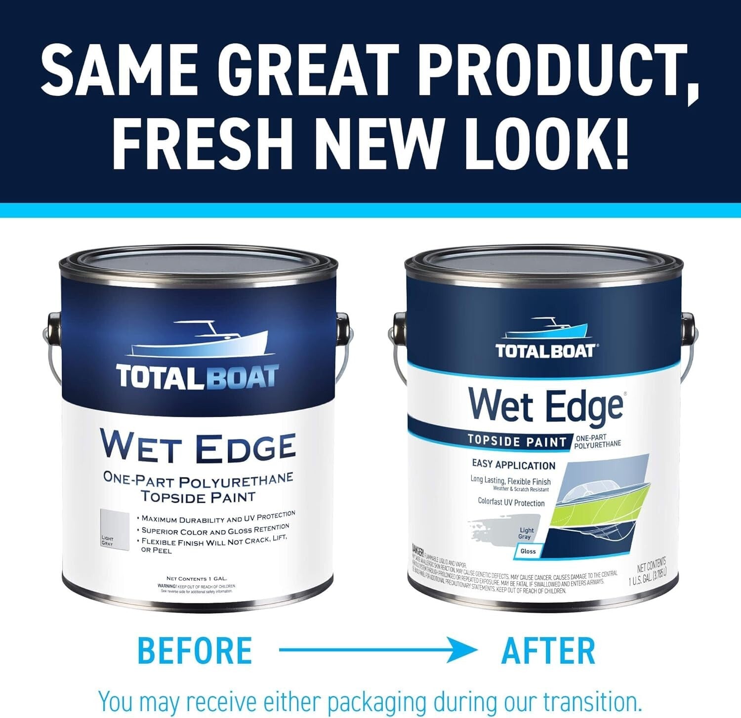 Fighting Lady Yellow Marine Topside Paint - 1 Quart Gloss Finish, Fade Resistant