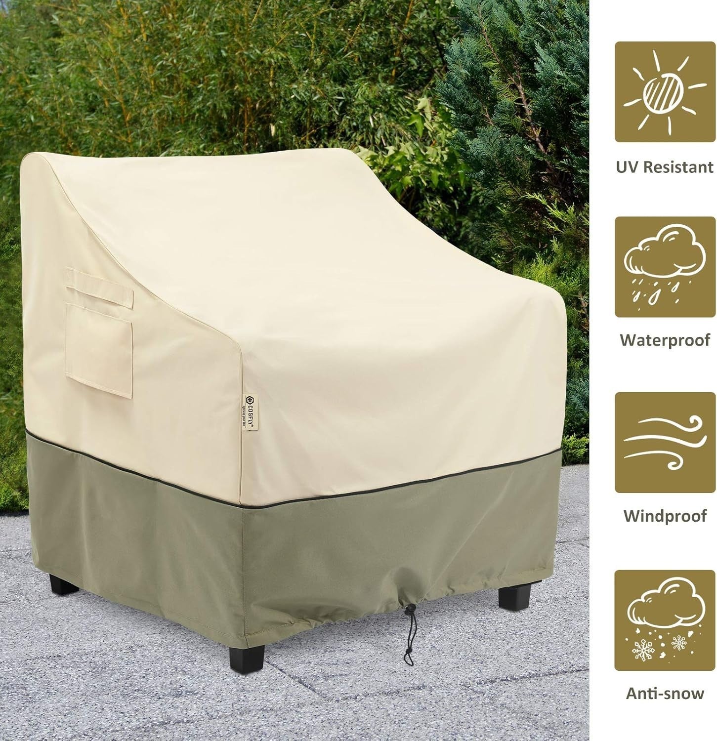 2-Pack Waterproof Outdoor Patio Chair Covers, Fits Up to 35W x 38D x 31H