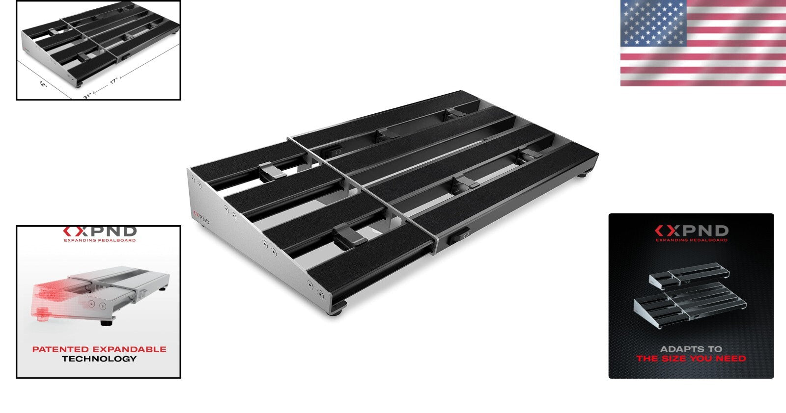 Innovative Lightweight Aluminum XPND Large Pedalboard with Cable Management