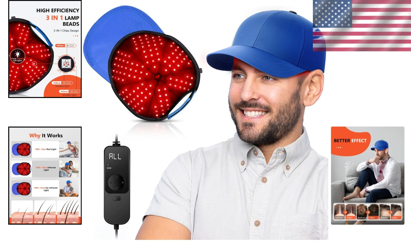 Efficient Red Light Therapy Lamp with 5 Brightness Settings & Timer Control