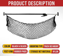 Load image into Gallery viewer, Heavy-Duty Cargo Stabilizer Bar with 60"x24" Net - Ultimate Truck Bed Solution