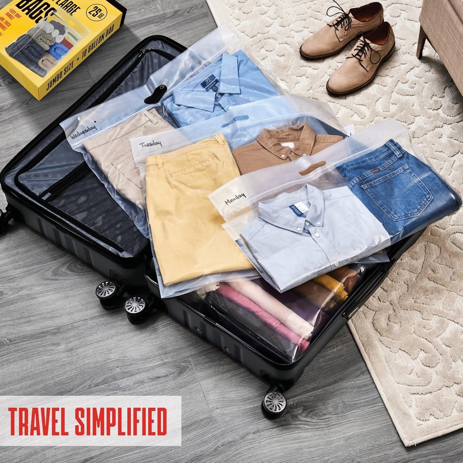 Durable 10 Gallon Zipper Storage Bags with Handle - Perfect for Moving & Camping