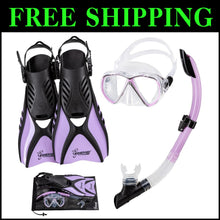 Load image into Gallery viewer, Lightweight Snorkeling Set with Adjustable Fins and Anti-Fog Mask for Adults