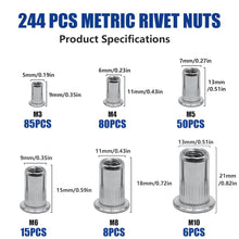 Load image into Gallery viewer, Durable Metric &amp; SAE Rivet Nut Kit - 380pcs with Labelled Storage for Easy Use