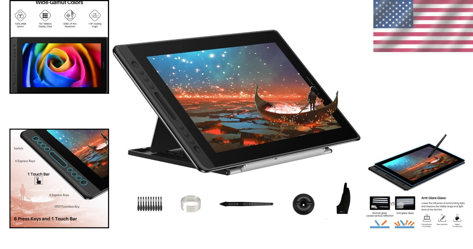 Full-Laminated 15.6" Drawing Tablet with Compatibility for Windows, Mac, Linux