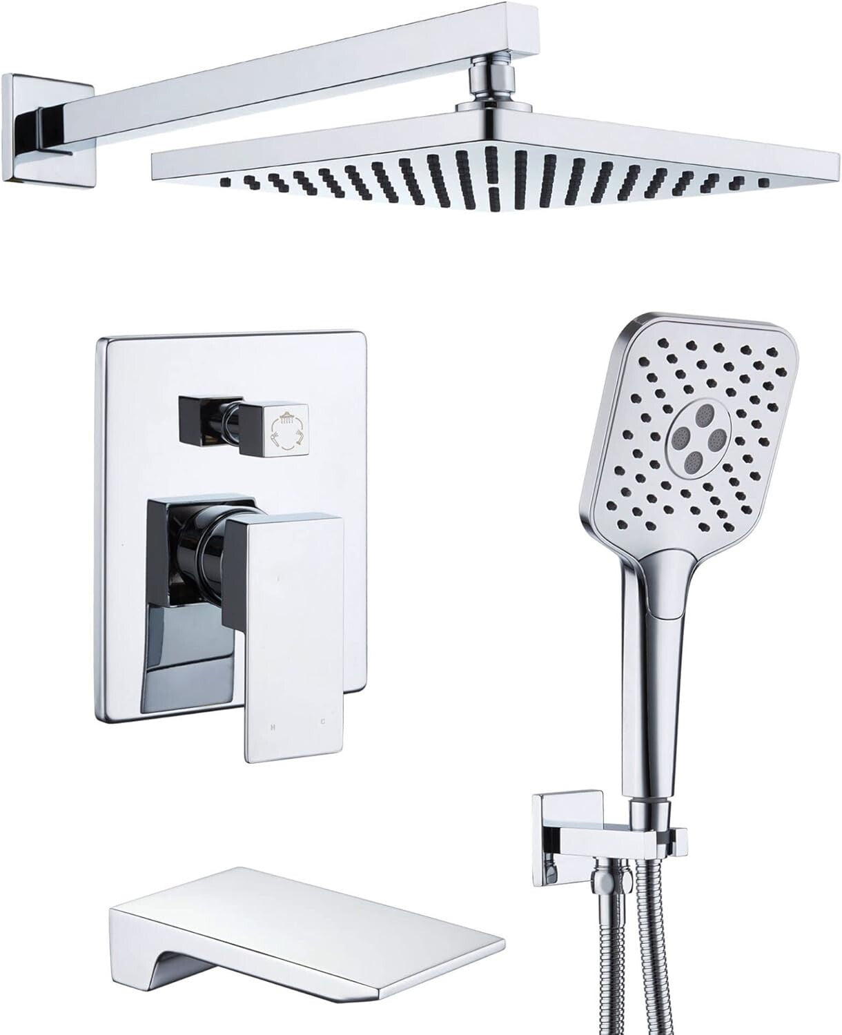 Elegant Wall-Mounted Tub Shower Faucet with High Flow & Self-Cleaning Feature