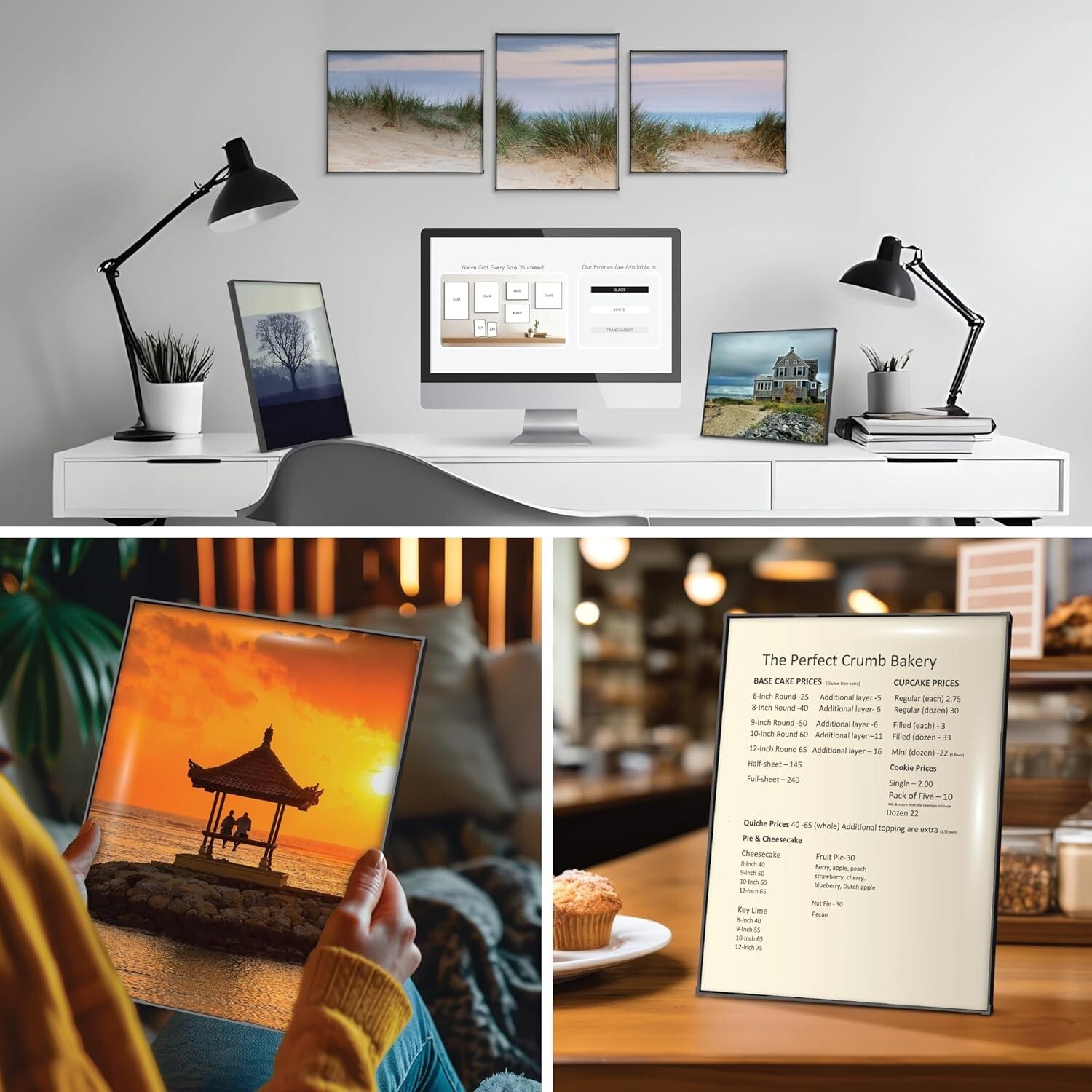 Versatile 8x10 Picture Frames Set of 6 - Display Portrait or Landscape Photos