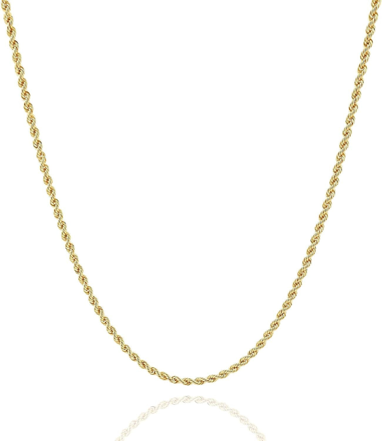 Elegant 14K Gold Filled Rope Chain Necklace - Sizes 2.1mm, 2.7mm, 3.8mm